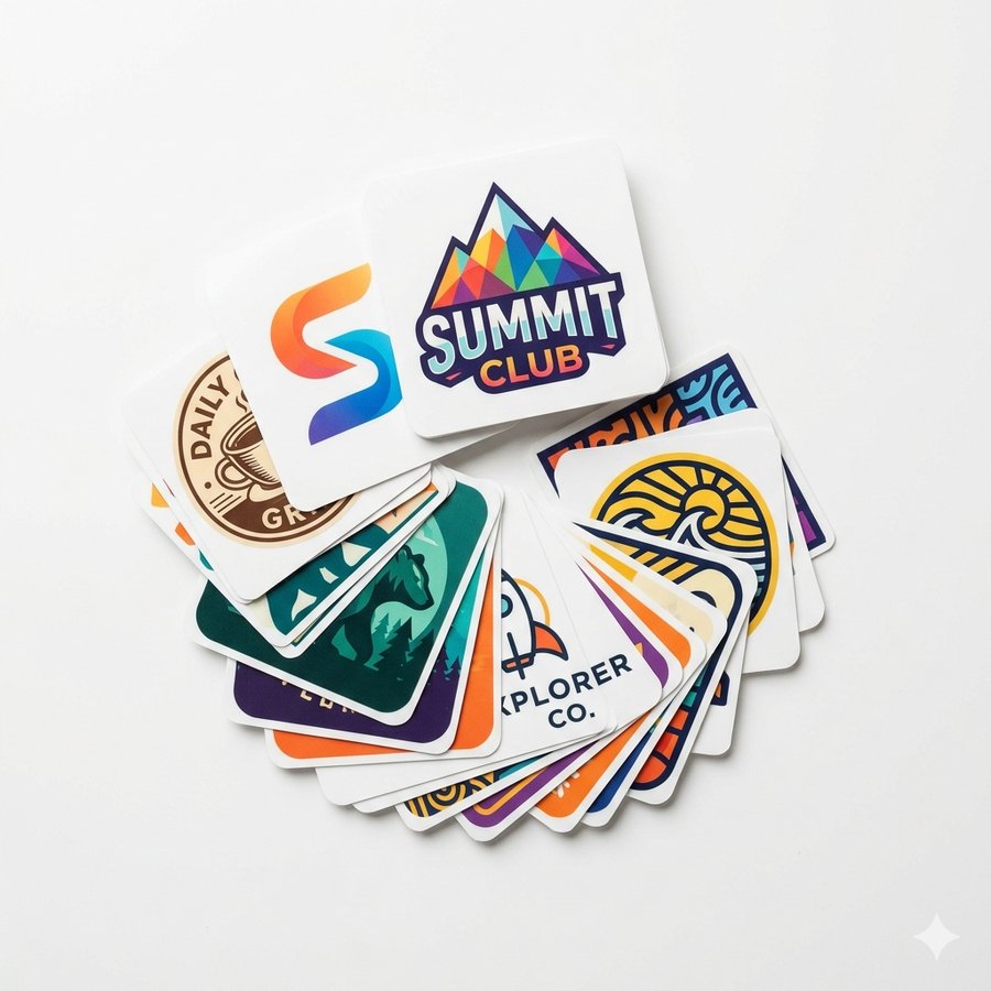 Custom printed square stickers with a business design